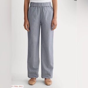 Everlane Striped Linen Blend Pants Wide Leg Elastic Waist Casual Minimalist XS